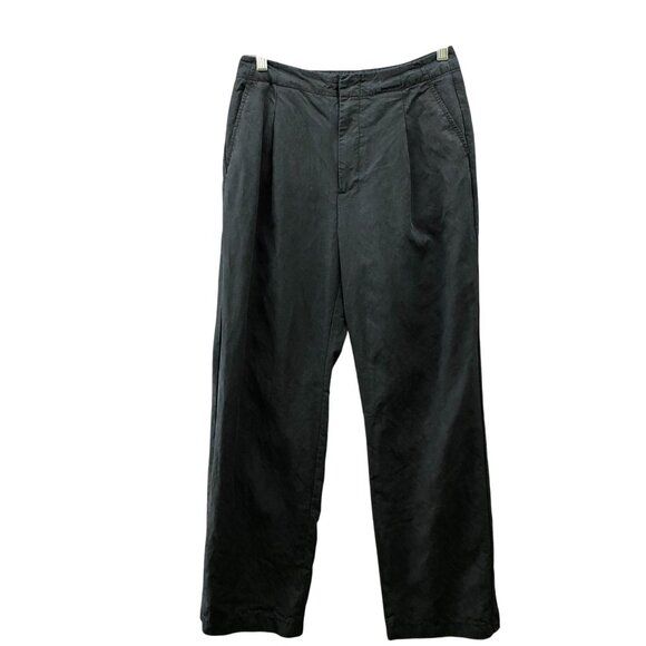 Gap High Rise Softsuit Trousers Womens 4 Black Pleated Front Tencel Wide Leg - Picture 1 of 9